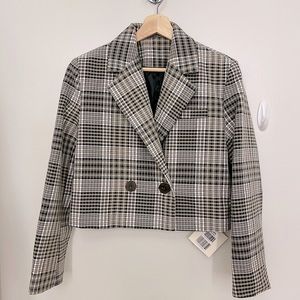 NWT- Cropped Plaid Grey Blazer by J.ING